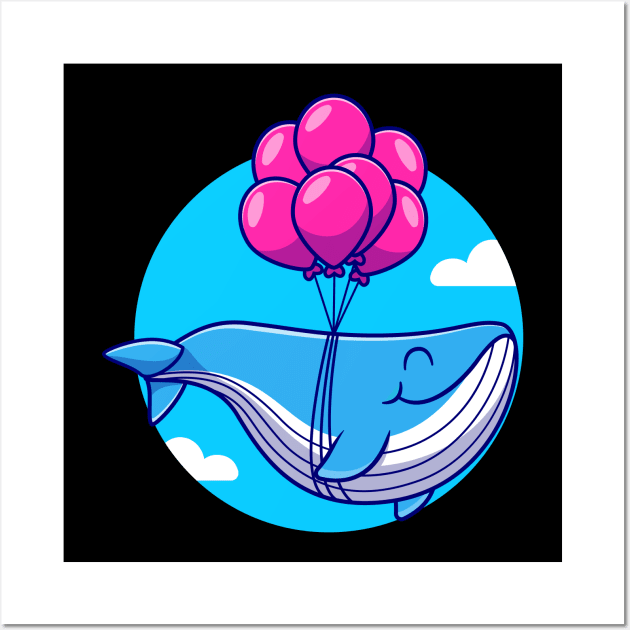 Cute Whale Floating With Balloon Wall Art by Catalyst Labs